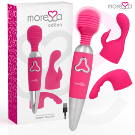 MORESSA - ODILON WAND POTENTE MOTOR MAS DOS CABEZALES PREMIUM SILICONE RECARGABLE