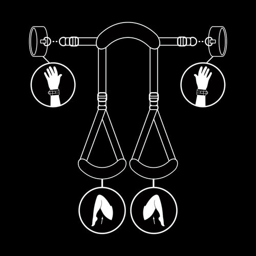 FETISH SUBMISSIVE - POSICIÓN PIERNAS ABIERTAS CON ESPOSAS CON FORRO DE NEOPRENO