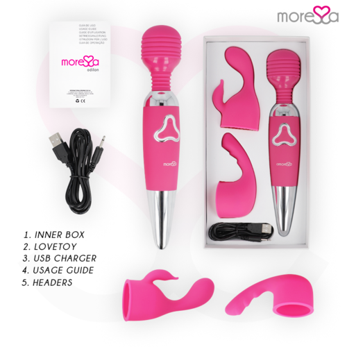 MORESSA - ODILON WAND POTENTE MOTOR MAS DOS CABEZALES PREMIUM SILICONE RECARGABLE